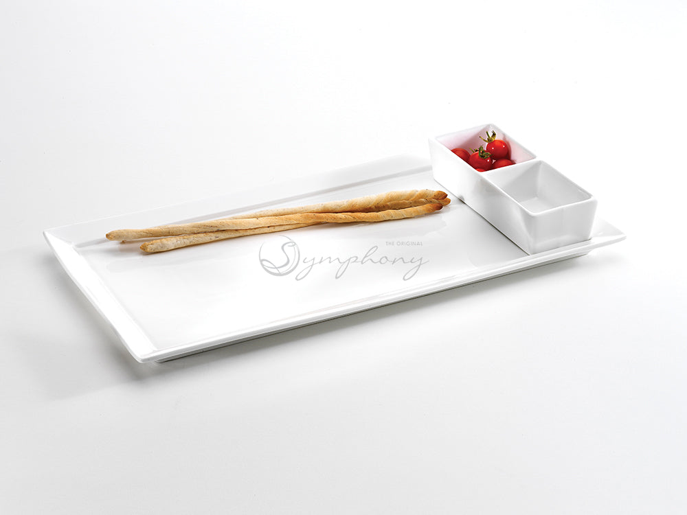 Symphony rectangular tray with dip division - Ø:40cm